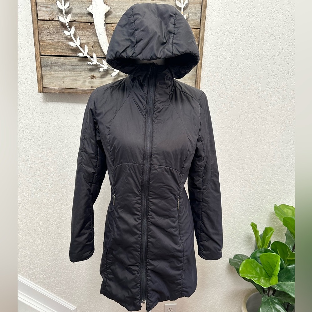 Arc’tyrex Mota black hooded long puffer jacket ladies size XS